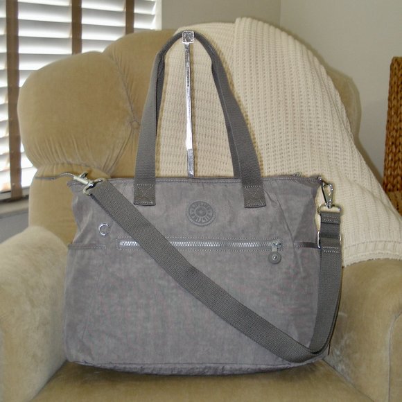 Kipling Bags New Auth Kipling Iconic Nylon Gray Messenger Laptop Travel Bag Poshmark